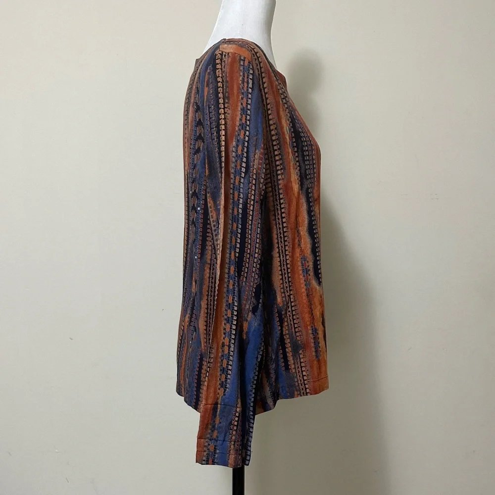 Coco + Carmen NEW Textured Stripes in Print Long Sleeve Popover Pullover S/M - Picture 9 of 16